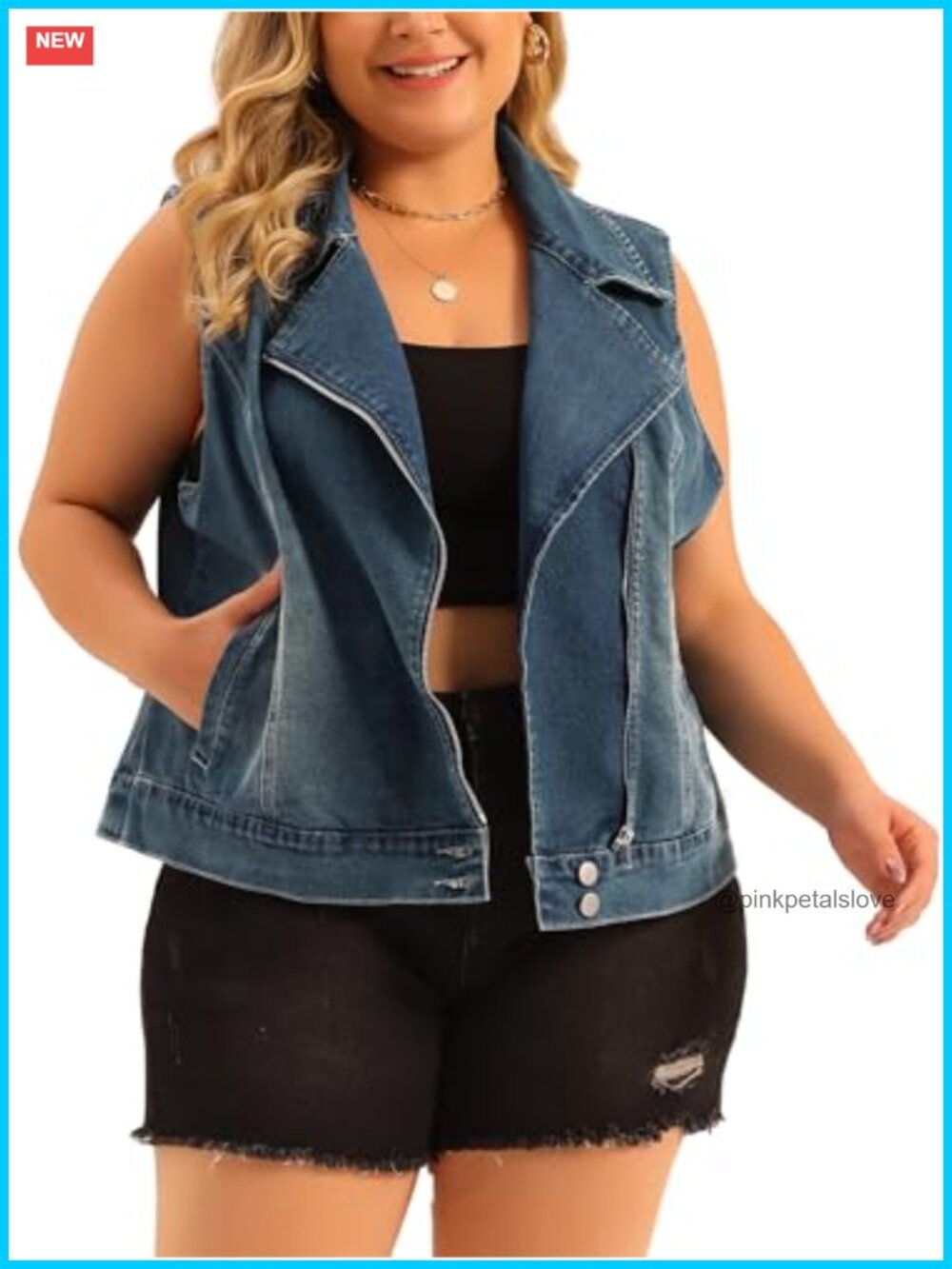 Denim Vest for Women Sleeveless Zipper Jean Jacket Motorcycle Washed Vest